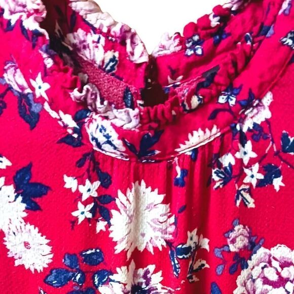 TORRID New Plus Size Pink Floral Mock Neck Ruffle Tank Top 4X - Picture 8 of 16